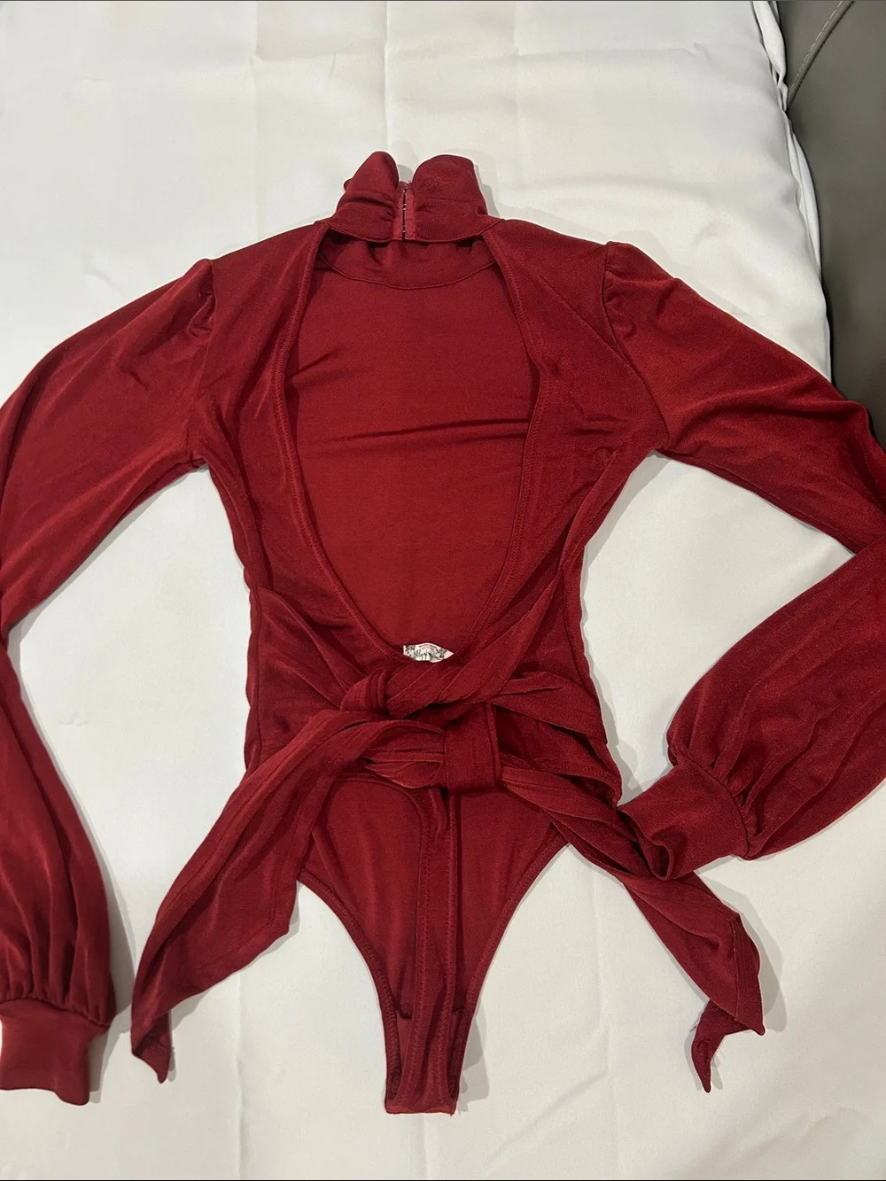 Free People Backless Women's Burgundy Turtleneck Bodysuit Sz XS